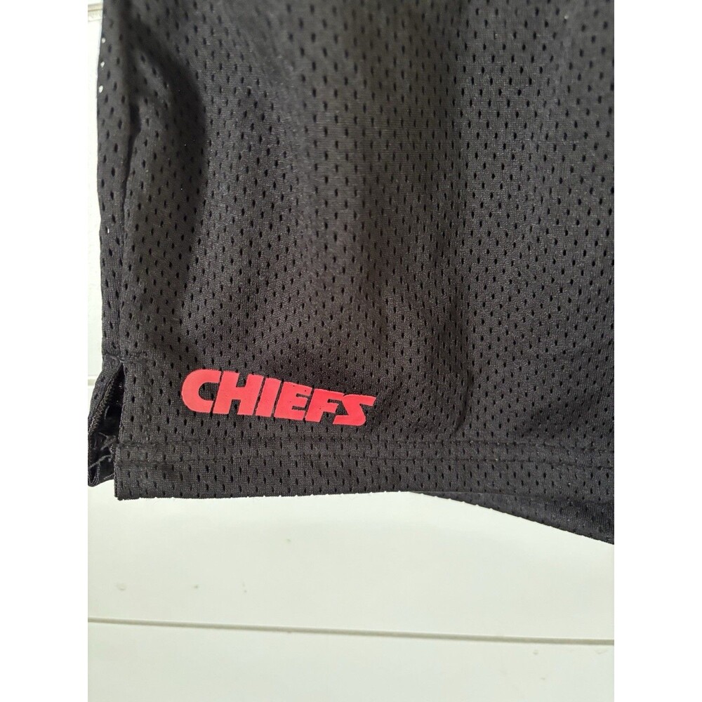 MENS KANSAS CITY CHIEFS Mesh SHORTS Pockets BLACK Unisex Size Small - Picture 2 of 5